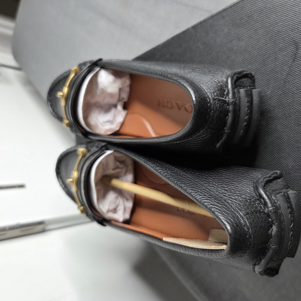 Coach Women's Crosby Black Pebbled Leather Driver Loafers Size 8 NWB - Picture 5 of 13